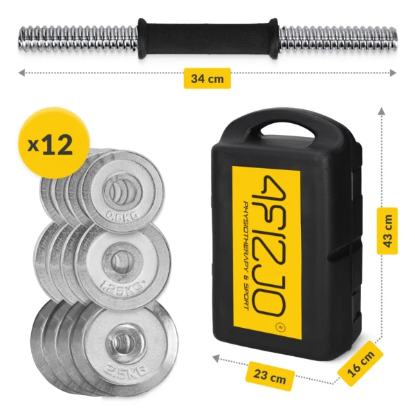 Hantle stalowe w walizce - zestaw 20 kg - obrazek 4